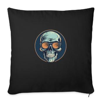 Crâne avec lunettes de soleil, crâne, squelette - Housse de coussin décorative 45 x 45 cm - noir - Devant