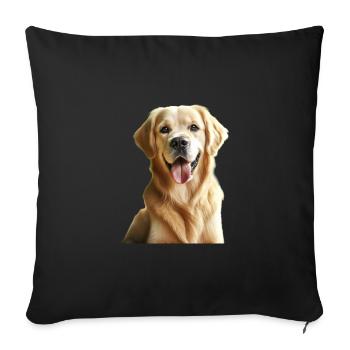 Un Golden Retriever heureux - Housse de coussin décorative 45 x 45 cm - noir - Devant