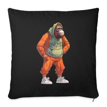 Streetart Orang-Utan Urban Rap Street Affe - Sofakissenbezug 45 x 45 cm - Schwarz - Vorne