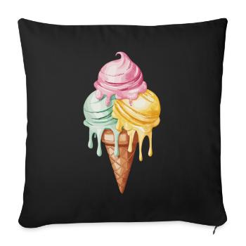 Ice Cream für eine Eis Liebhaber - Sofakissenbezug 45 x 45 cm - Schwarz - Vorne