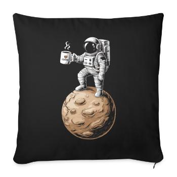 Retro Astronaut Drinking Coffee Planet - Sofakissenbezug 45 x 45 cm - Schwarz - Vorne