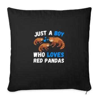 Cadeau de louveteau chinois Panda rouge - Housse de coussin décorative 45 x 45 cm - noir - Devant