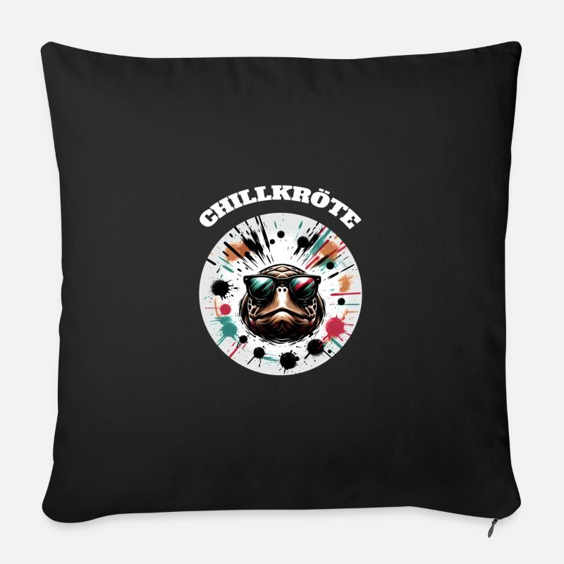 Chillkröte Schildkröte - Sofakissenbezug 45 x 45 cm - Schwarz