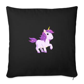 Licorne Licorne Licorne Poussin Paillettes BD - Housse de coussin décorative 45 x 45 cm - noir - Devant