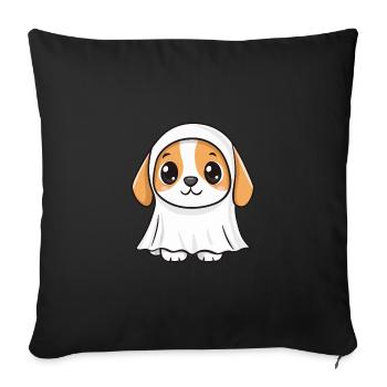 Beagle chien Halloween drôle fantôme - Housse de coussin décorative 45 x 45 cm - noir - Devant