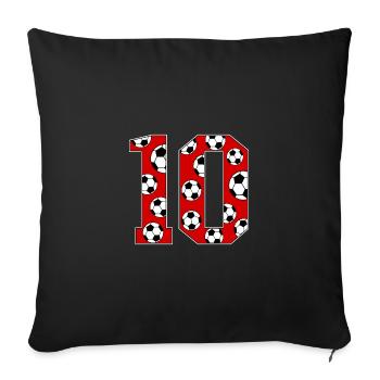 10 Anniversaire Football Rouge - Housse de coussin décorative 45 x 45 cm - noir - Devant