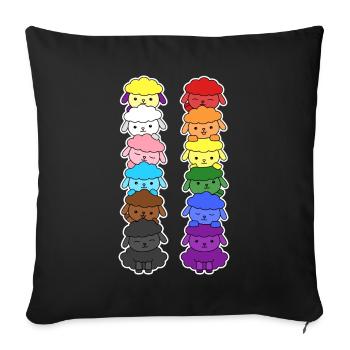 Pride Progress Flag Sheep Equality - Sofa pillowcase 17,3'' x 17,3'' (45 x 45 cm) - black - Front