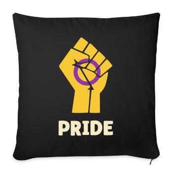 Pride Intersex Pride Fist Design pour l’égalité - Housse de coussin décorative 45 x 45 cm - noir - Devant