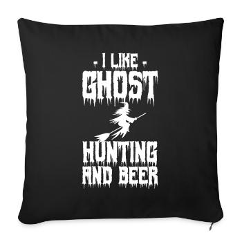 i like ghost hunting and beer happy Halloween - Housse de coussin décorative 45 x 45 cm - noir - Devant