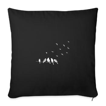 Migration des oiseaux en blanc - Housse de coussin décorative 45 x 45 cm - noir - Devant