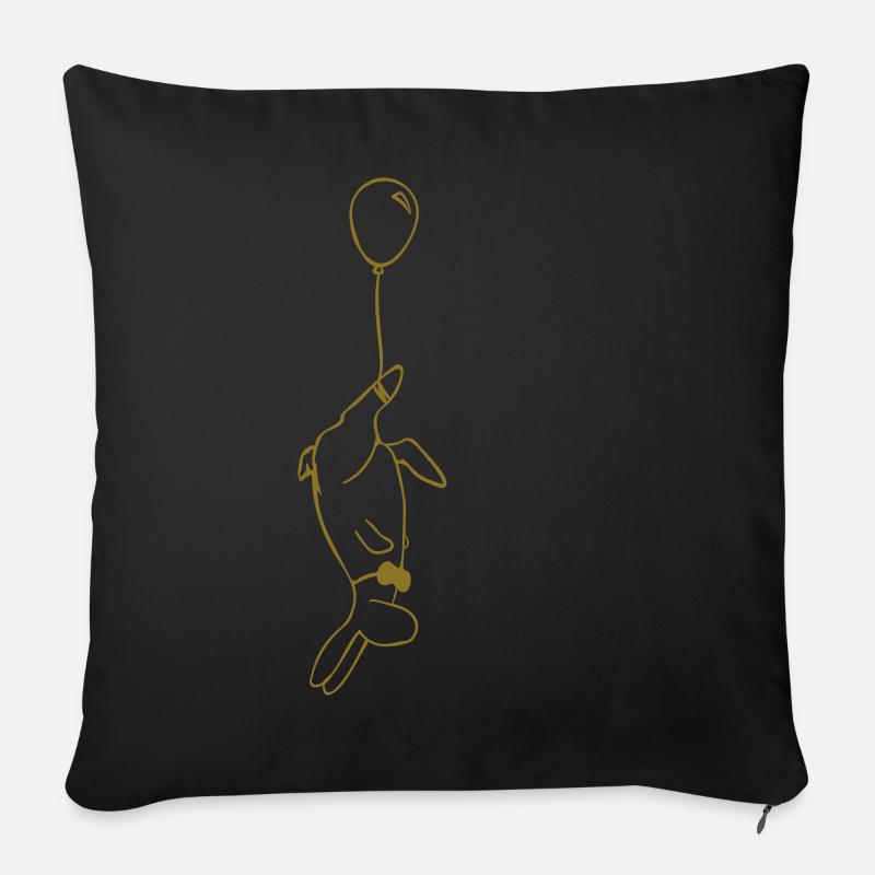 Bowtie Wearing Bunny Hanging From Balloon - Sofakissenbezug 45 x 45 cm - Schwarz