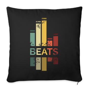 Vintage musique DJ beats couleurs rétro illustration - Housse de coussin décorative 45 x 45 cm - noir - Devant