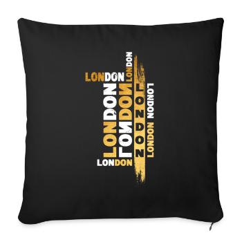 London England UK City Font Gold Skyline - Sofa pillowcase 17,3'' x 17,3'' (45 x 45 cm) - black - Front