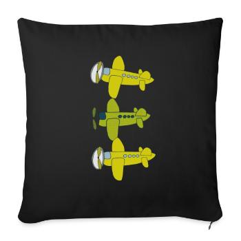 Avion 3 fois - Housse de coussin décorative 45 x 45 cm - noir - Devant