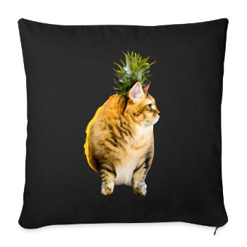 Kawaii Pineapple Cat - Sofa pillowcase 17,3'' x 17,3'' (45 x 45 cm) - black - Front