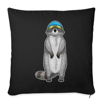 Été pour la baignée de natation des ratons laveurs - Housse de coussin décorative 45 x 45 cm - noir - Devant