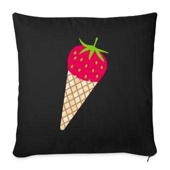 fraise crème glacée fraise temps sucré fruits délicieux fruits - Housse de coussin décorative 45 x 45 cm - noir - Devant