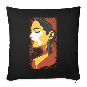 Portrait géométrique d’été - Housse de coussin décorative 45 x 45 cm - noir - Devant
