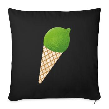 Glace au citron vert Glace d’été Citron Fruit Vacances - Housse de coussin décorative 45 x 45 cm - noir - Devant