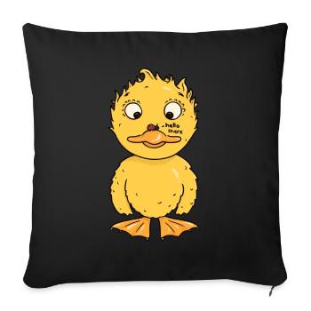 Un petit canard se lie d’amitié avec une coccinelle - Housse de coussin décorative 45 x 45 cm - noir - Devant