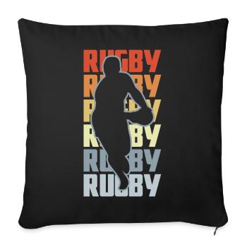 Rugby - Housse de coussin décorative 45 x 45 cm - noir - Devant