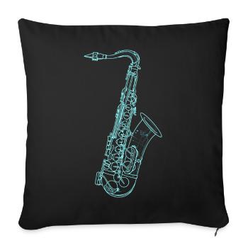 Saxophone Sketch - Sofa pillowcase 17,3'' x 17,3'' (45 x 45 cm) - black - Front