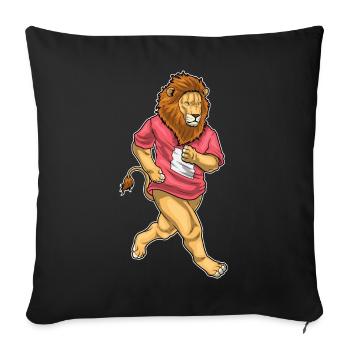 Lion Jogger Jogging Sport - Sofa pillowcase 17,3'' x 17,3'' (45 x 45 cm) - black - Front