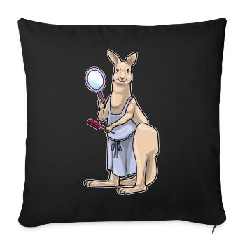 Kangourou Coiffeur Miroir - Housse de coussin décorative 45 x 45 cm - noir - Devant