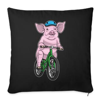Vélo cochon - Housse de coussin décorative 45 x 45 cm - noir - Devant