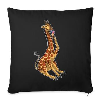 Giraffe Waffeleis - Sofakissenbezug 45 x 45 cm - Schwarz - Vorne