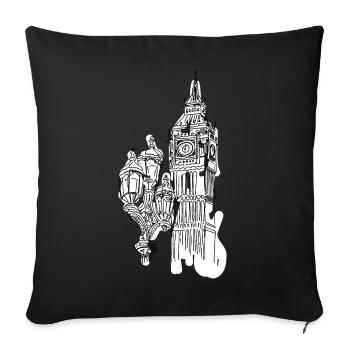 Dessin du contour de la ligne de l’horizon de Londres : Big Ben et Lanternes - Housse de coussin décorative 45 x 45 cm - noir - Devant