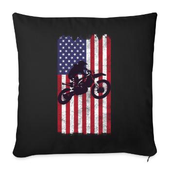 Dirt Biking USA-Flagge - Sofakissenbezug 45 x 45 cm - Schwarz - Vorne