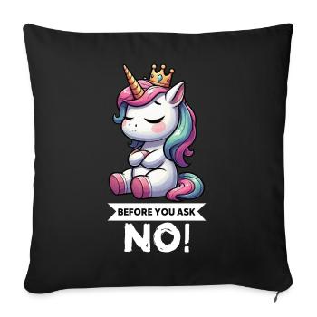 Avant que vous ne demandiez, pas de licorne licorne fan de licorne - Housse de coussin décorative 45 x 45 cm - noir - Devant