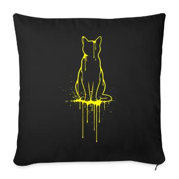 Cat Silhouette Gold Look - Sofa pillowcase 17,3'' x 17,3'' (45 x 45 cm) - black - Front