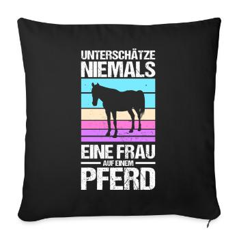 Reiten Pferdeliebhaber Reiterhof Pferde - Sofakissenbezug 45 x 45 cm - Schwarz - Vorne