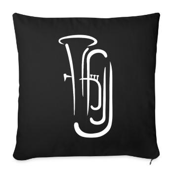 Art de ligne au saxophone halogène - Housse de coussin décorative 45 x 45 cm - noir - Devant