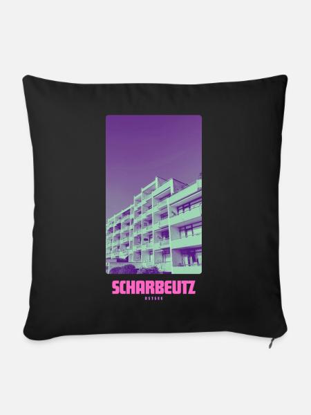 Scharbeutz Ostsee  - Sofakissenbezug 45 x 45 cm - Schwarz
