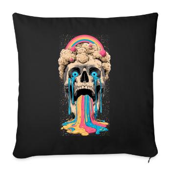Arc-en-ciel du crâne psychédélique - Housse de coussin décorative 45 x 45 cm - noir - Devant