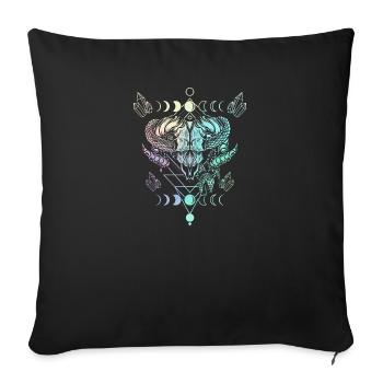 Aries Skull Snake Wicca Occult Crescent Moon - Sofa pillowcase 17,3'' x 17,3'' (45 x 45 cm) - black - Front