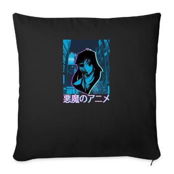 Pastel Goth Manga Vaporwave Girl Creepy Anime - Sofa pillowcase 17,3'' x 17,3'' (45 x 45 cm) - black - Front