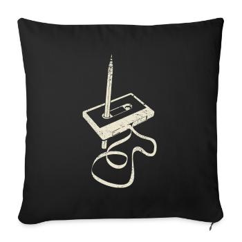 Cassette - Ruban Wrap - Bande Magnétique - Housse de coussin décorative 45 x 45 cm - noir - Devant