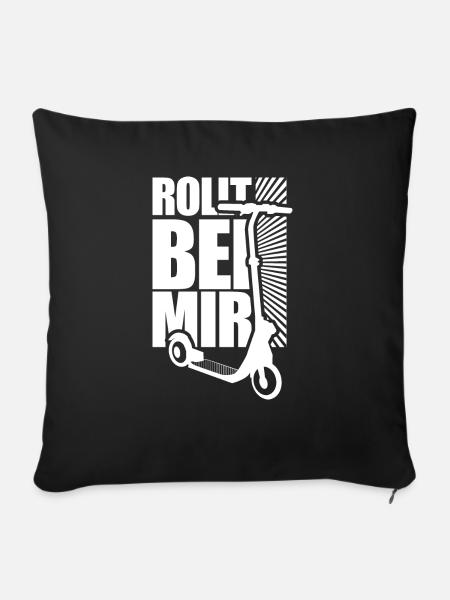 Roller Tretroller E-Roller Cityroller Fahrer - Sofakissenbezug 45 x 45 cm - Schwarz