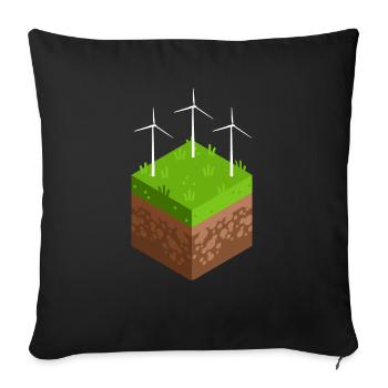 Energy transition with wind turbine - Sofa pillowcase 17,3'' x 17,3'' (45 x 45 cm) - black - Front