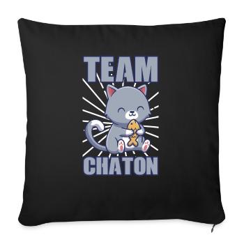 Team chaton | cadeau pour propriétaire de chat - Housse de coussin décorative 45 x 45 cm - noir - Devant
