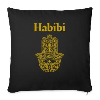 Habibi. Golden Hand of Fatima - Sofa pillowcase 17,3'' x 17,3'' (45 x 45 cm) - black - Front