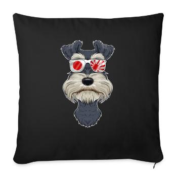Miniature Schnauzer Japan Sunglasses I Japanese - Sofakissenbezug 45 x 45 cm - Schwarz - Vorne