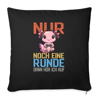Lustiger Gaming Axolotl - Gamer Computerspiele - Sofakissenbezug 45 x 45 cm - Schwarz - Vorne
