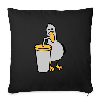Seagull drinks cola drink - Sofa pillowcase 17,3'' x 17,3'' (45 x 45 cm) - black - Front