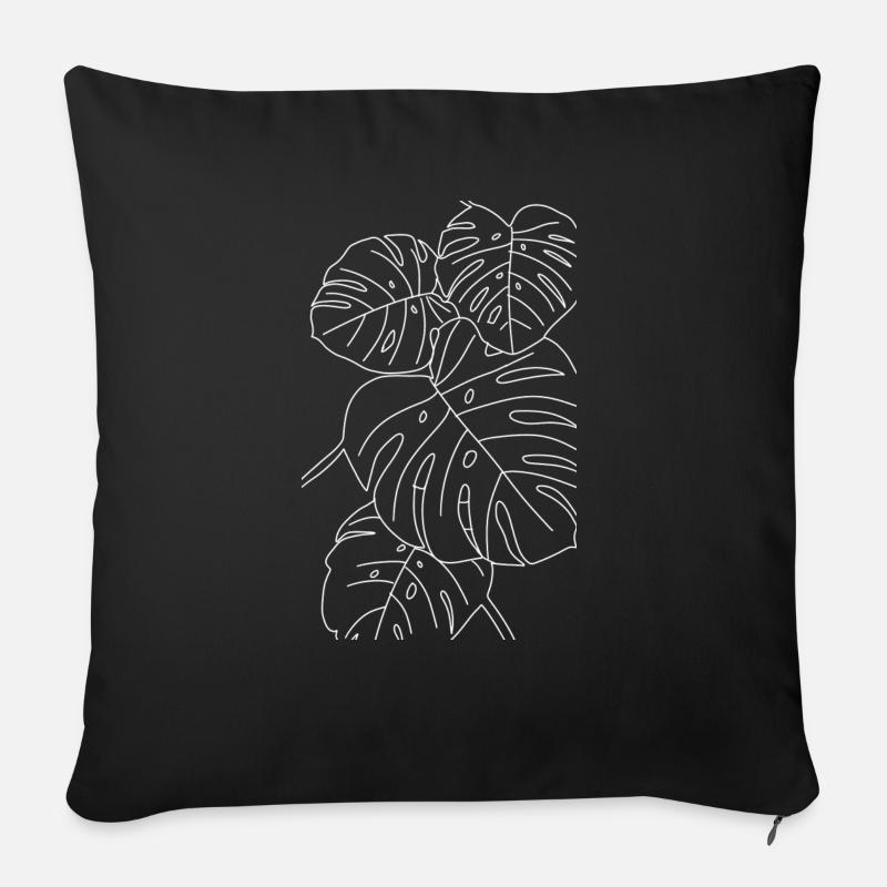 Monstera outline weiß - Sofakissenbezug 45 x 45 cm - Schwarz
