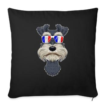 Miniature Schnauzer France Sunglasses I French - Sofakissenbezug 45 x 45 cm - Schwarz - Vorne